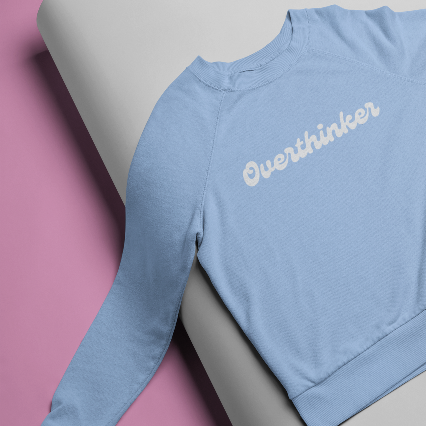 Overthinker Baby Blue Woman Regular Typographic Printed Sweatshirt