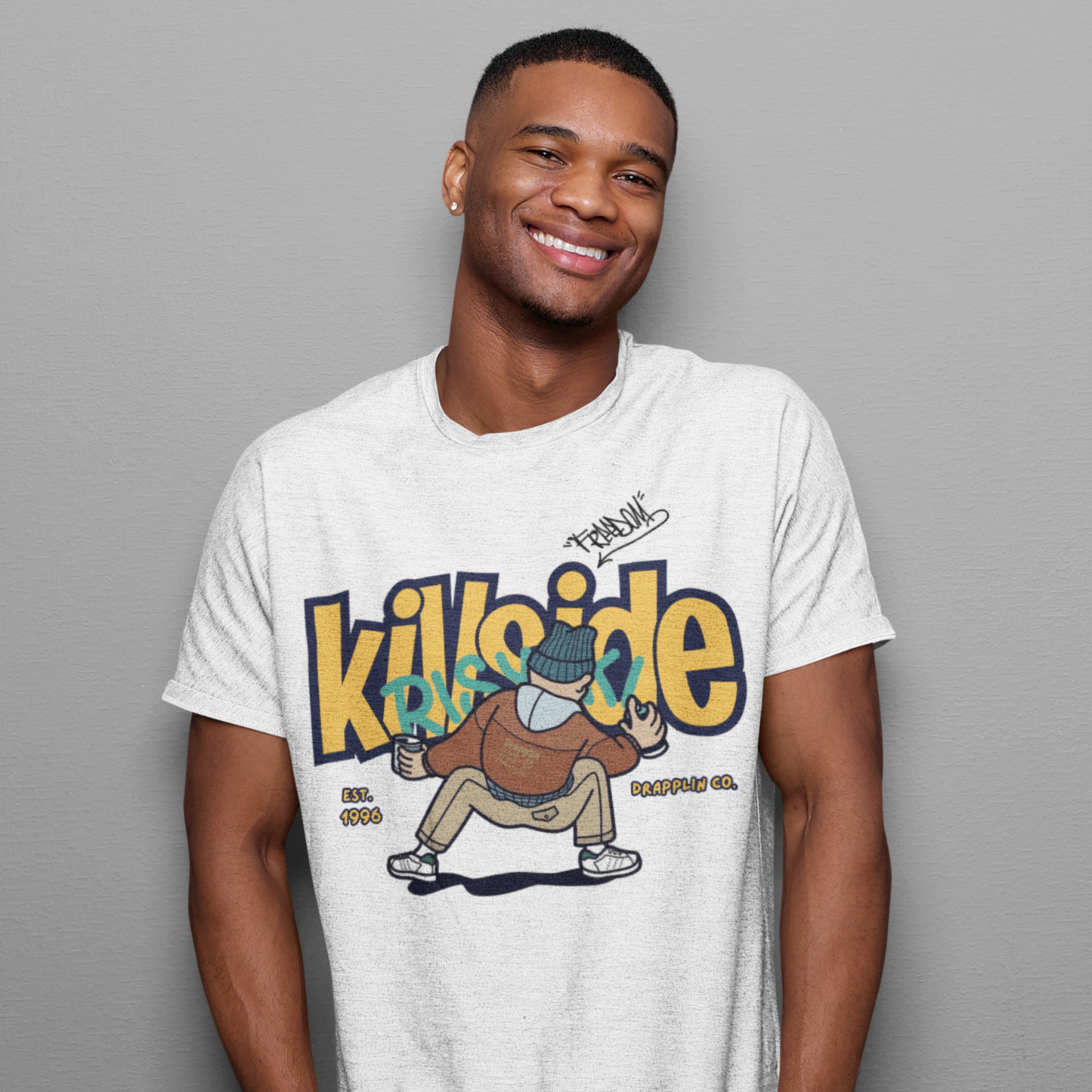 Killside White Crew Neck Graphic Printed T-shirt
