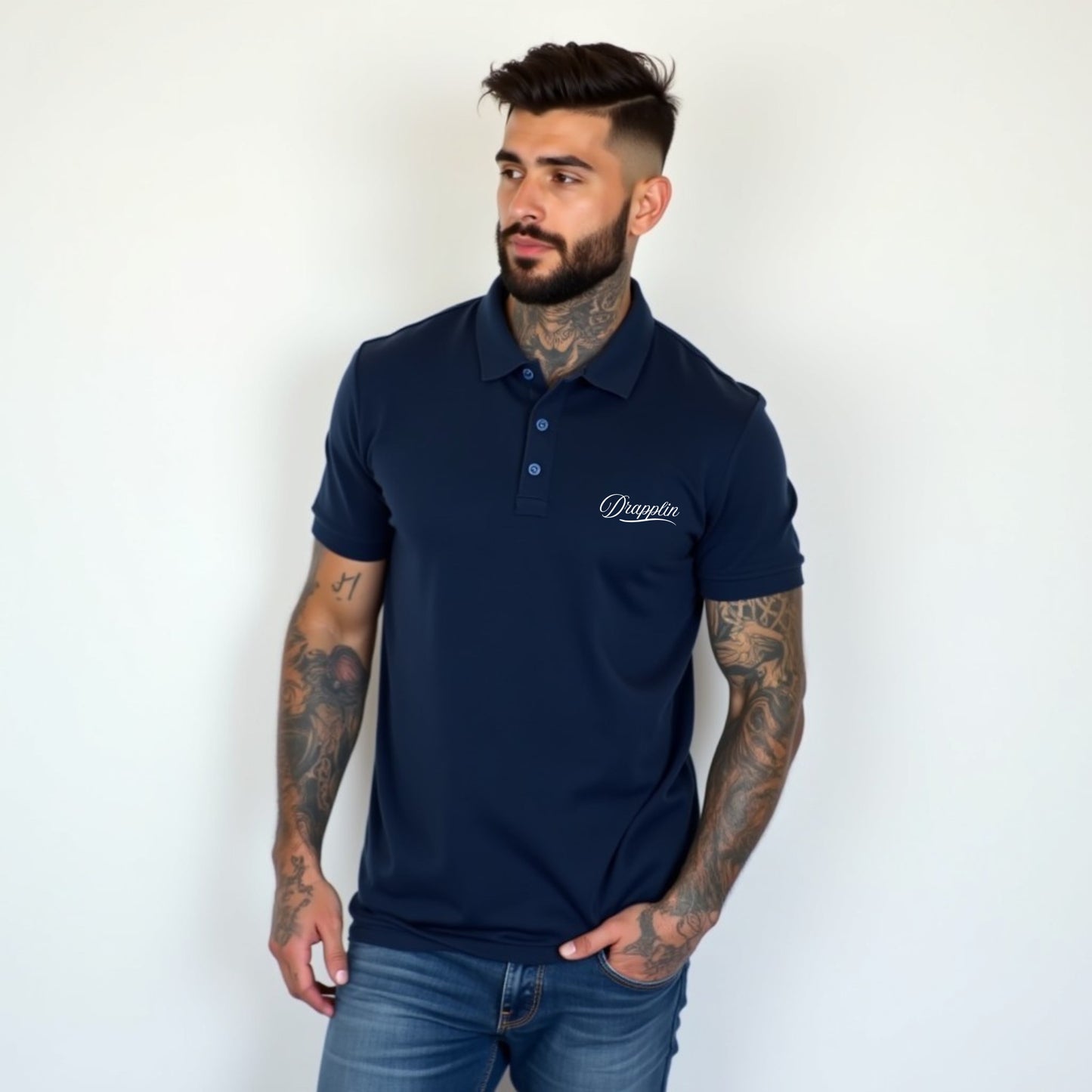 Drapplin Navy Blue Premium Polo Collar T-shirt
