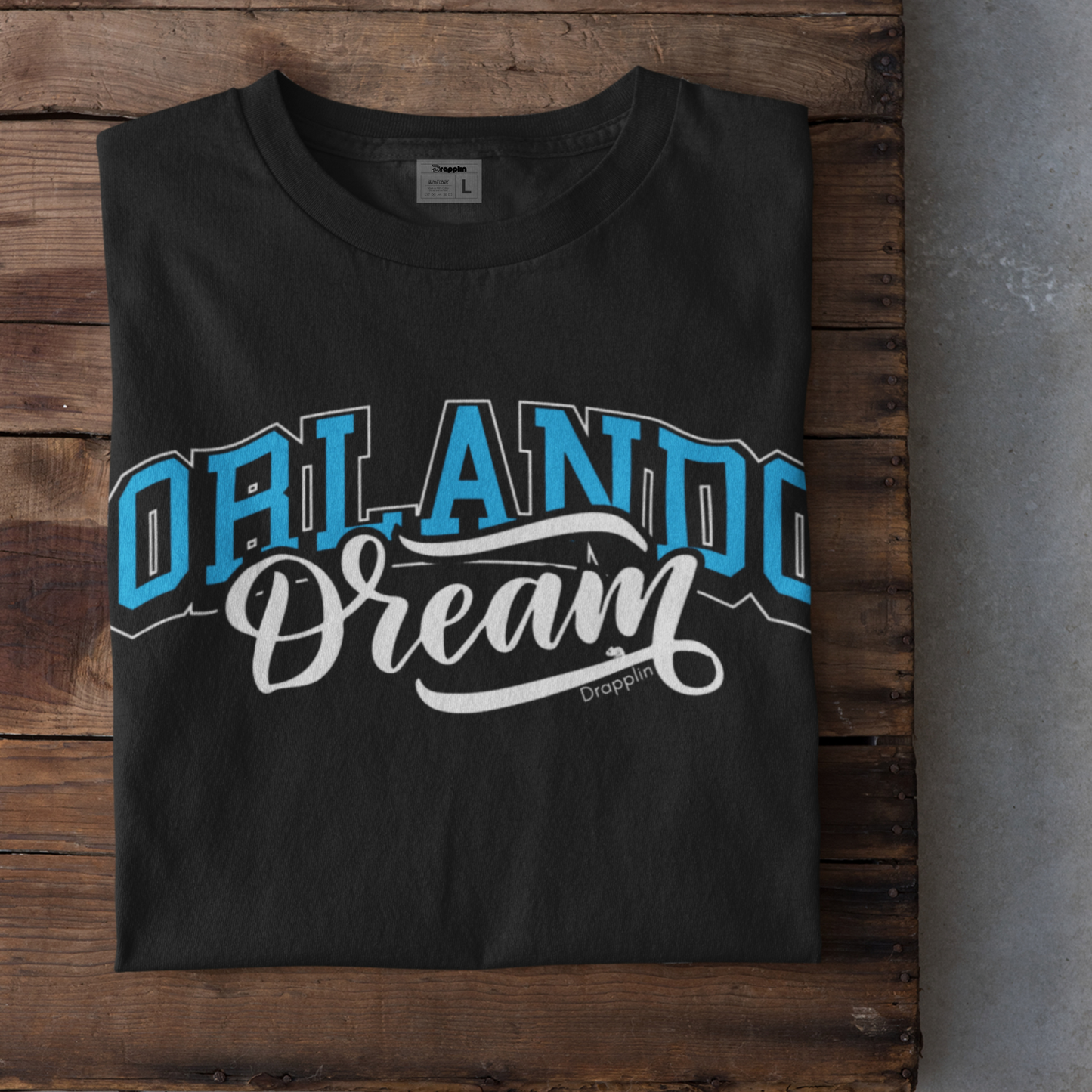Orlando Black Crew Neck Graphic Printed T-shirt