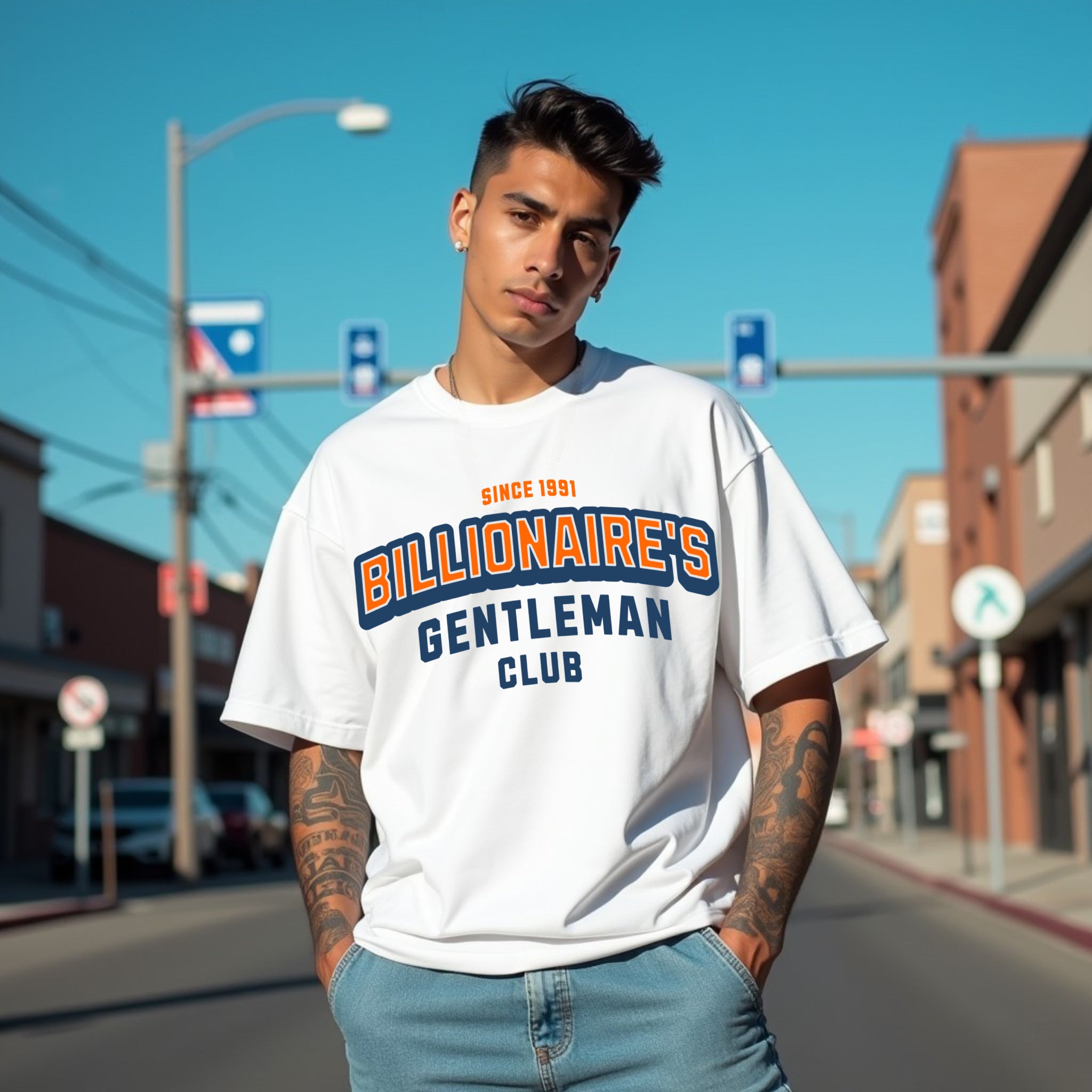 Billionaire Premium White Oversized Typography T-shirt