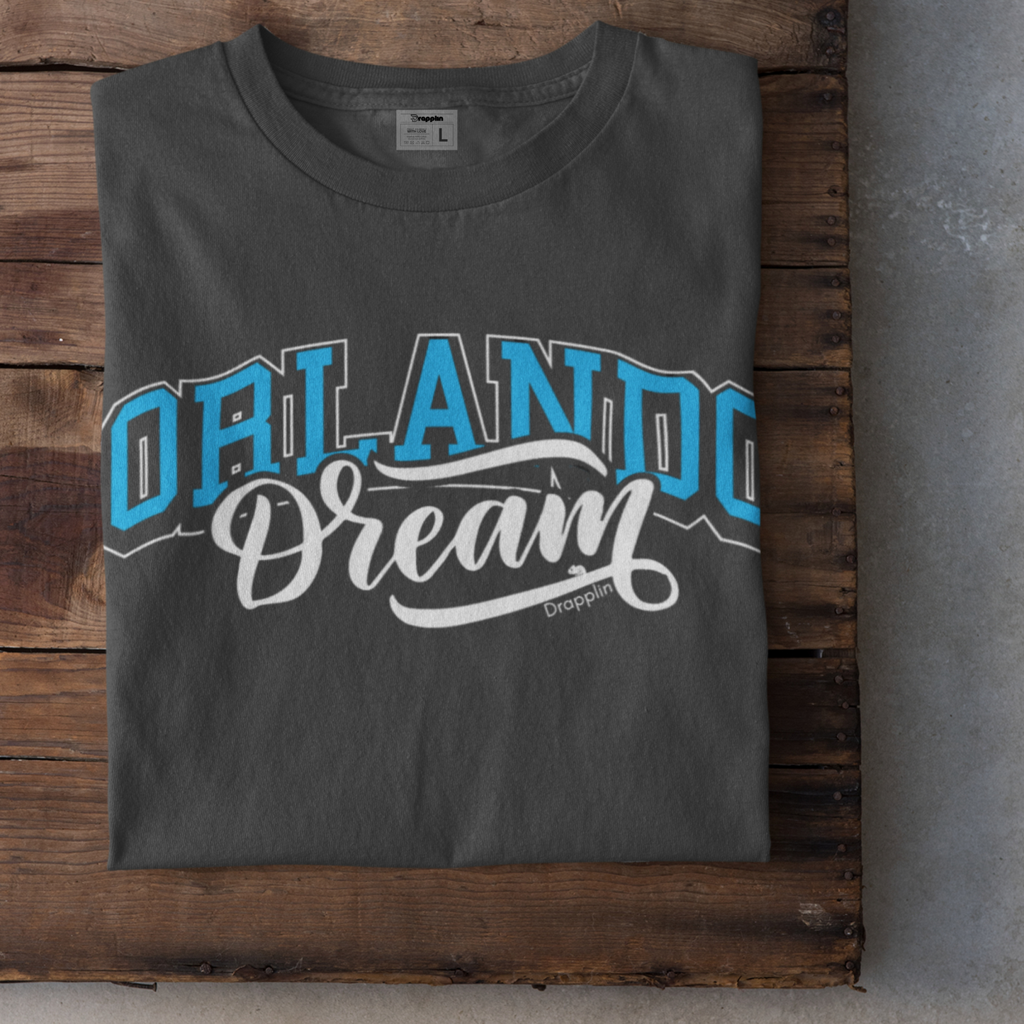 Orlando Charcoal Mélange Crew Neck Graphic Printed T-shirt