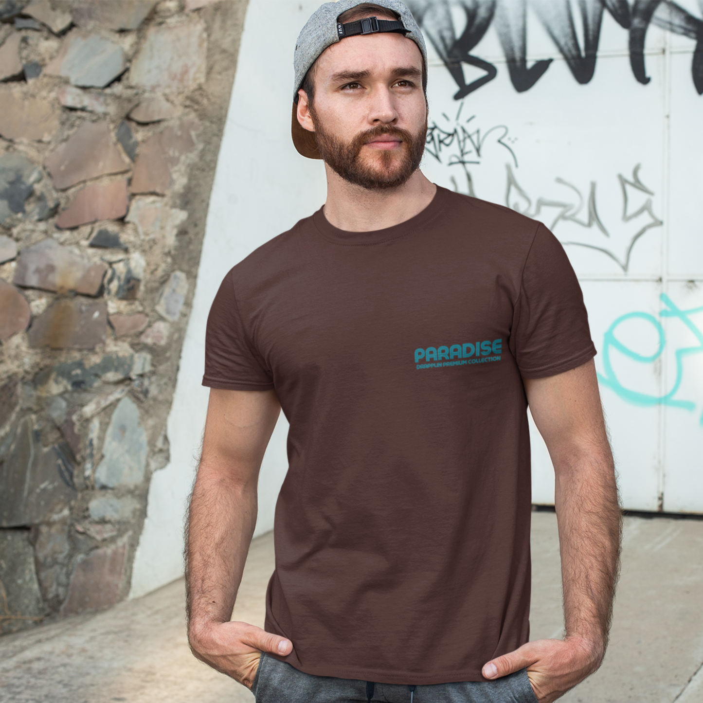 Paradise Coffee Brown Premium Crew Neck Back Graphic Printed T-shirt