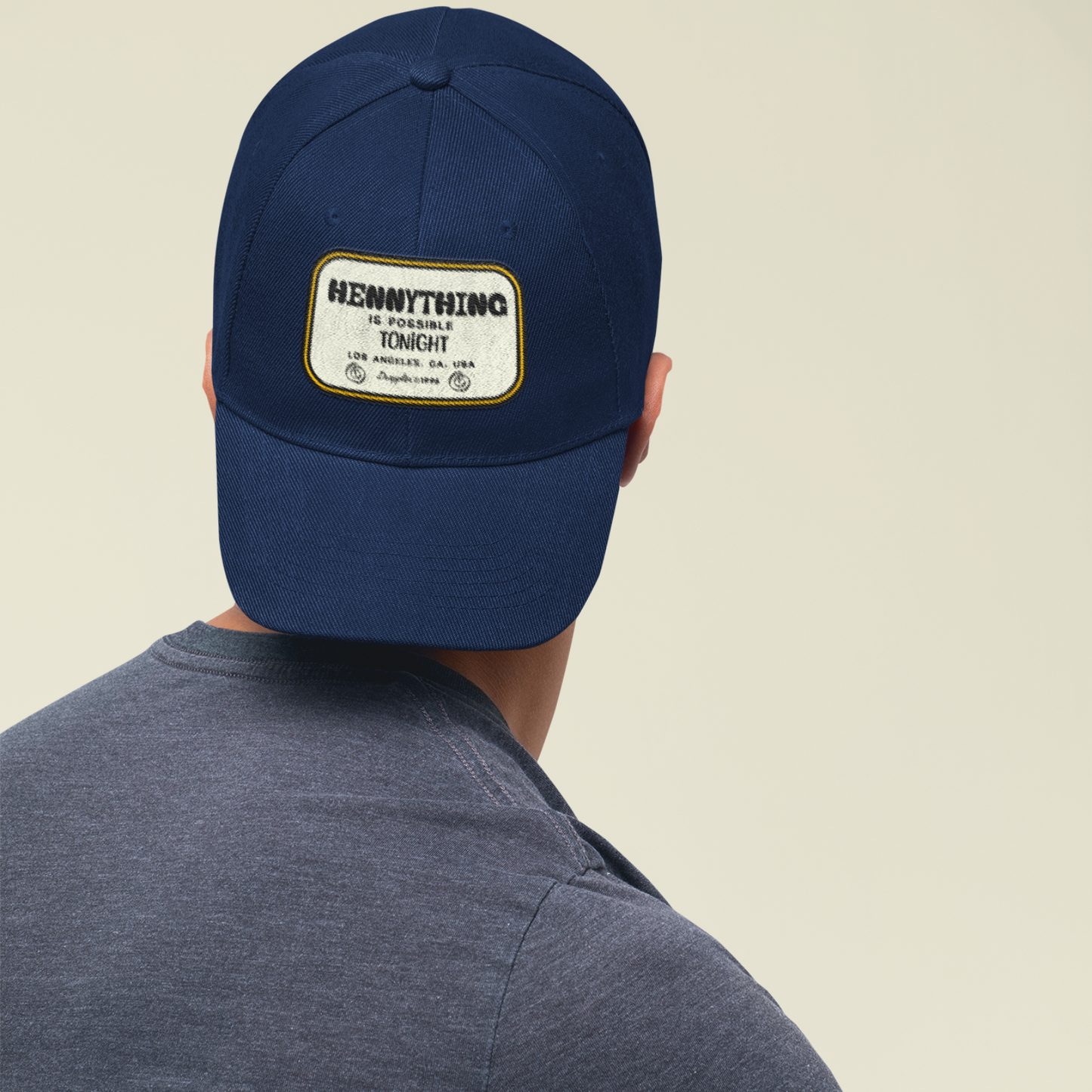 Unisex Hennything Premium Patch Navy Blue Baseball Cap