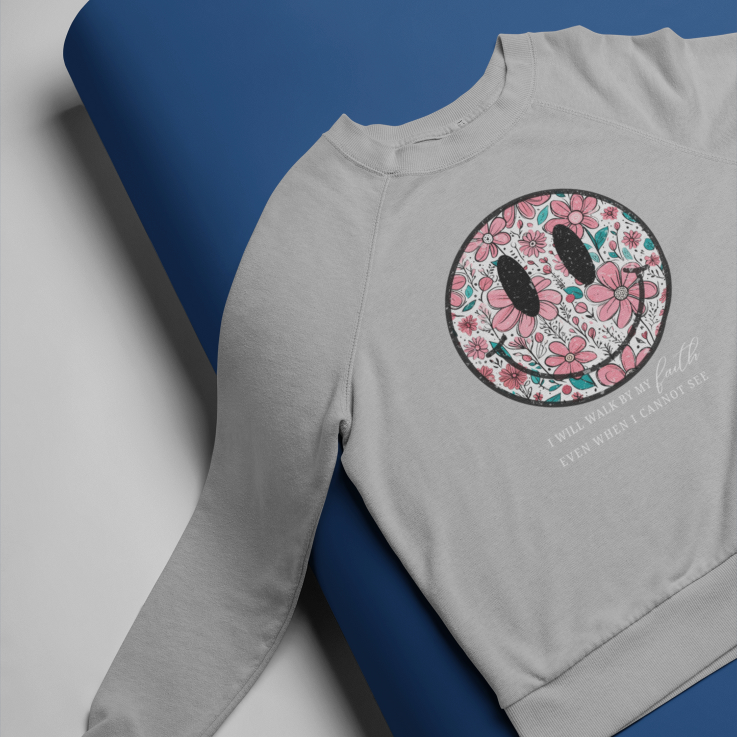 Smiley Grey Mélange Woman Regular Typographic Printed Sweatshirt