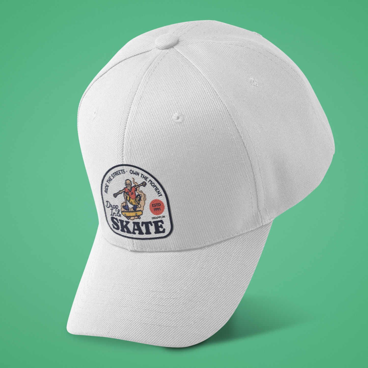 Unisex Skate Premium White Baseball Cap