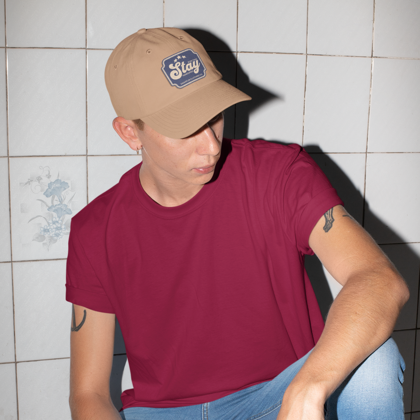 Unisex Stay Patch Premium Khaki Baseball Cap