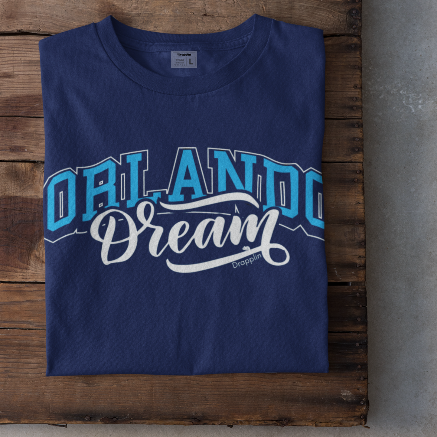 Orlando Navy Blue Crew Neck Graphic Printed T-shirt