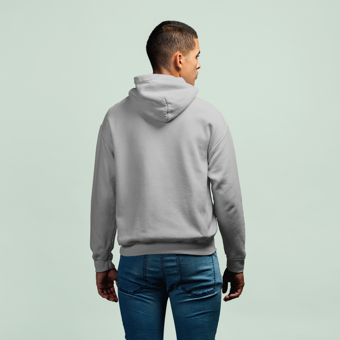 Drapplin Grey Mélange Regular Typographic Printed Hoodie