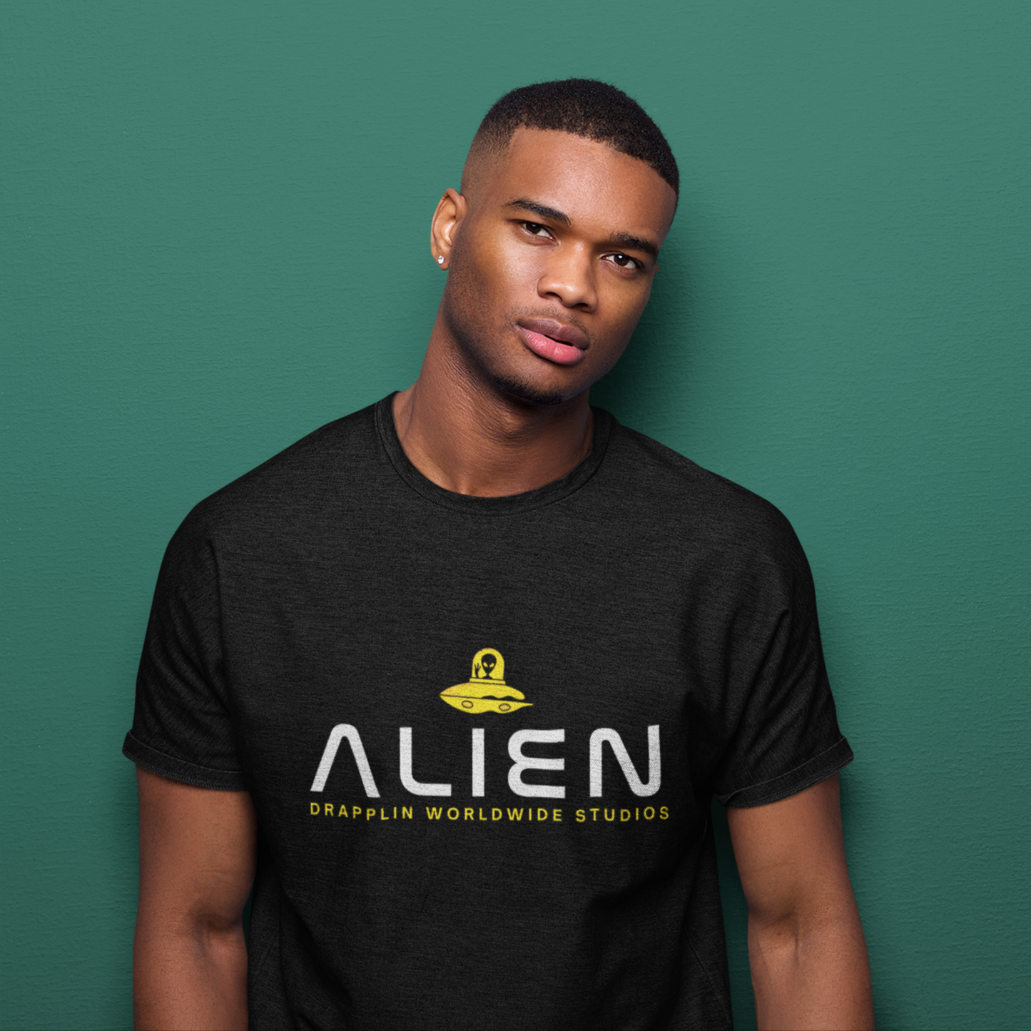 Alien Black Crew Neck Graphic Printed T-shirt