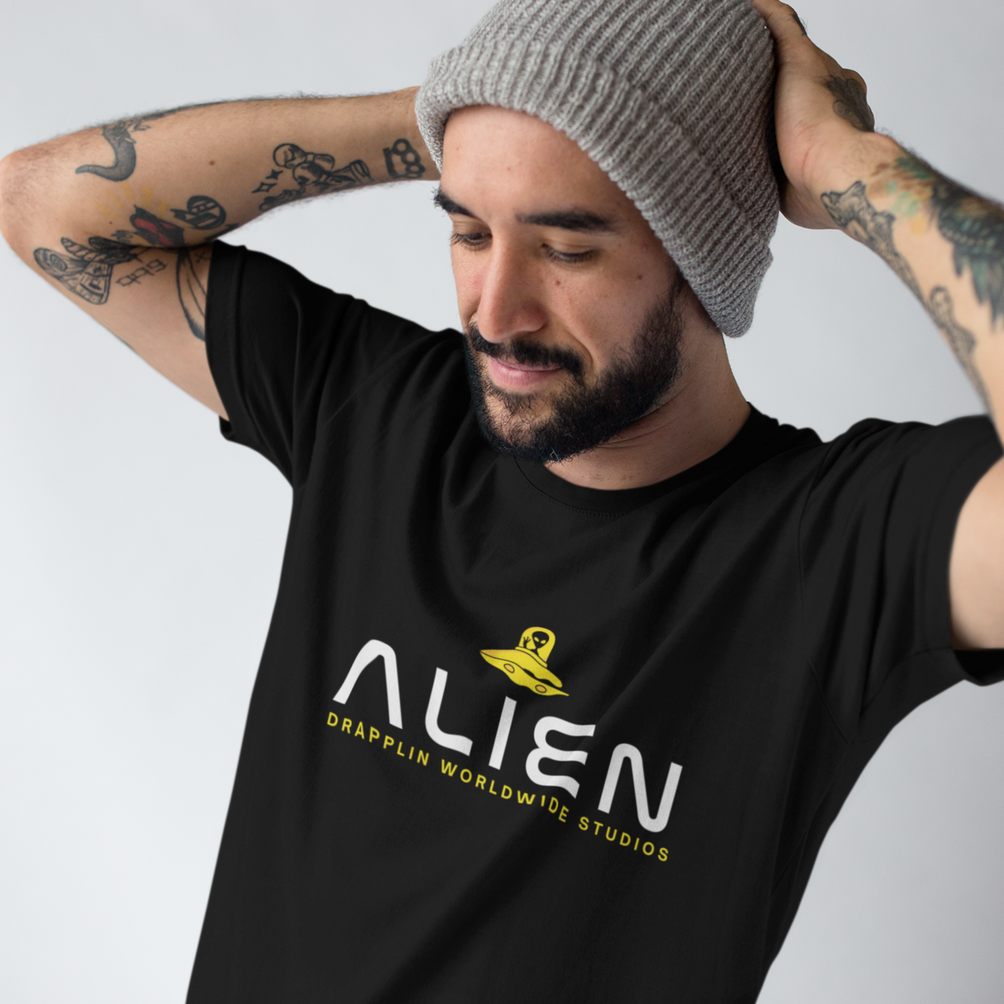 Alien Black Crew Neck Graphic Printed T-shirt