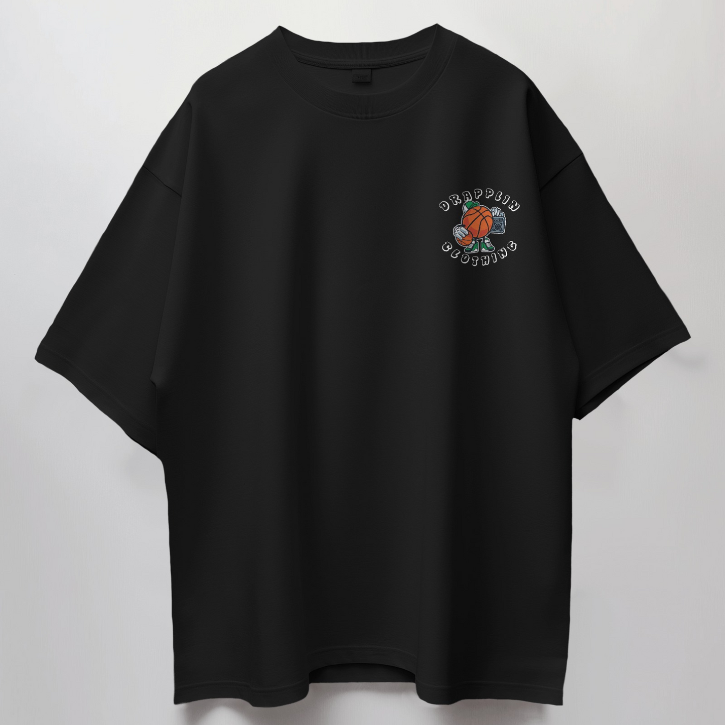 Basketball Premium Black Oversized Typography Back Printed T-shirt