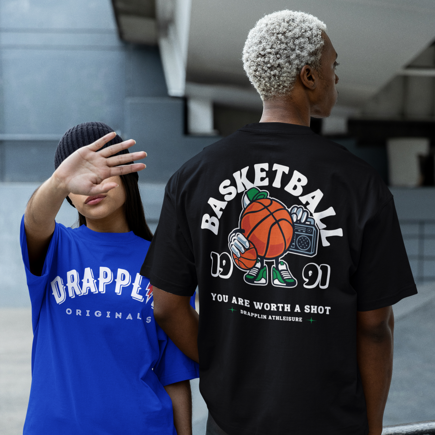 Basketball Premium Black Oversized Typography Back Printed T-shirt
