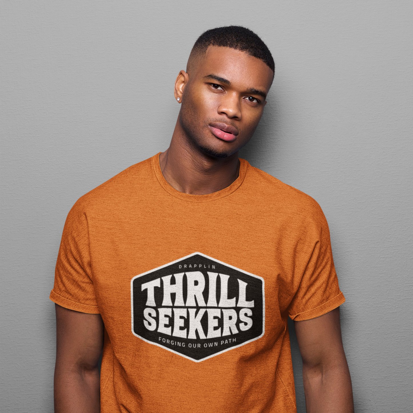 Thrill Seekers Orange Crew Neck Graphic Printed T-shirt