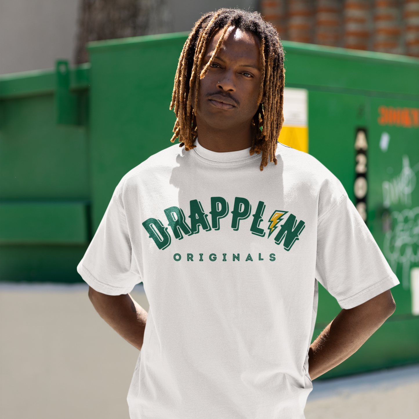 Drapplin Signature White Unisex Oversized Typography Printed T-shirt