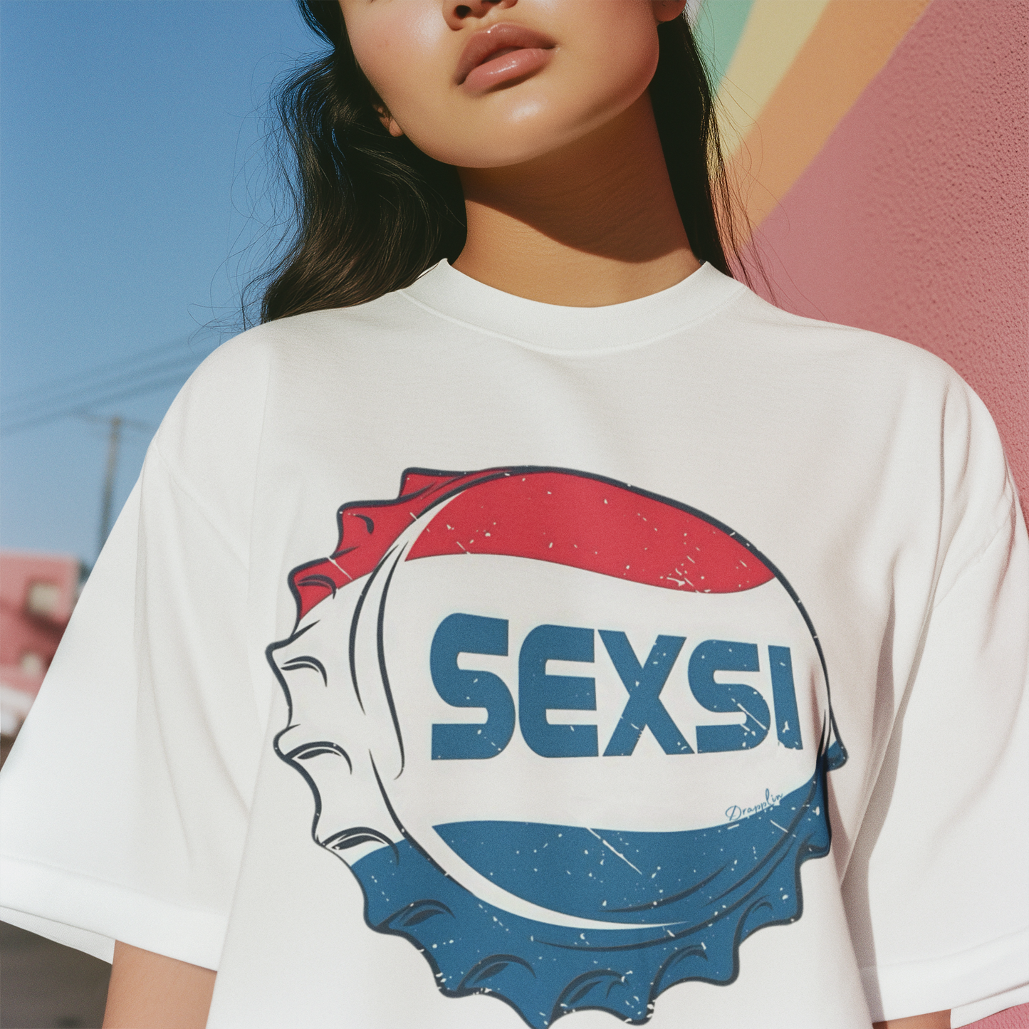 Sexsi Premium Woman White Oversized Printed T-shirt