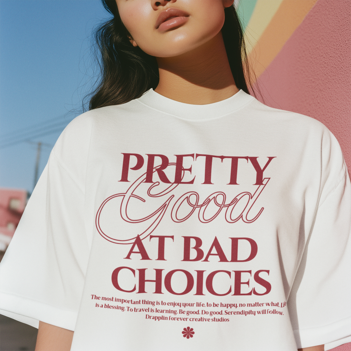 Bad Choices Premium White Woman Oversized Printed T-shirt