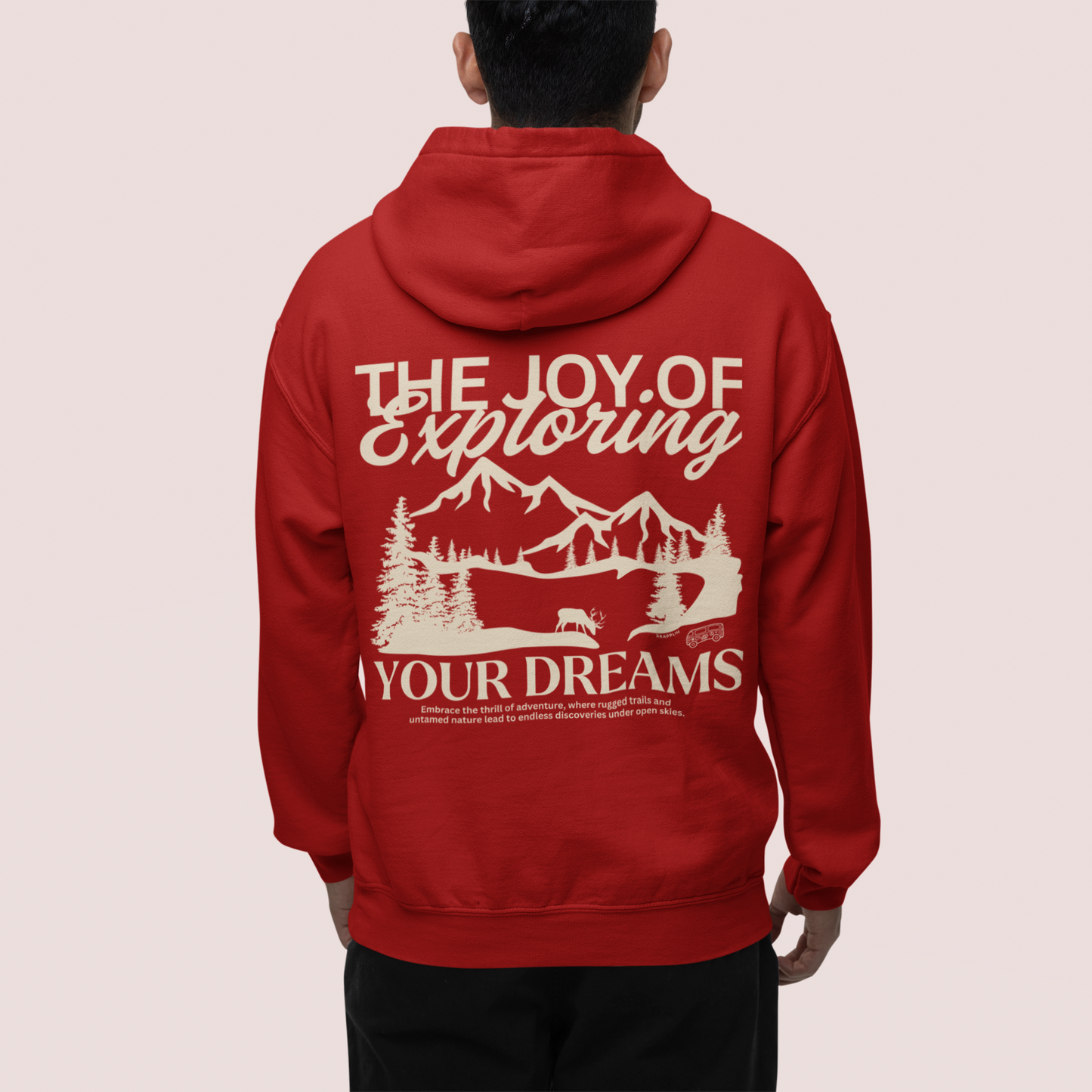 Exploring Red Regular Back Typographic Printed Hoodie