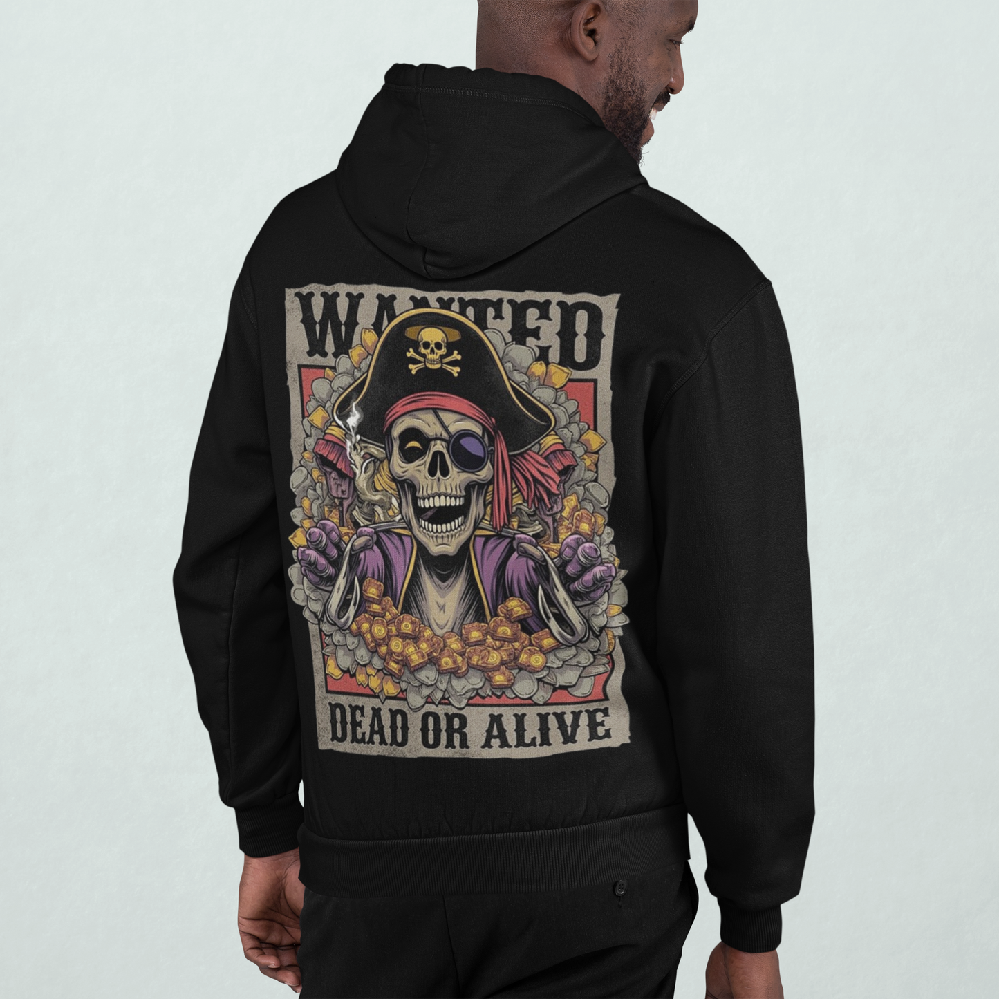 Pirates Black Regular Back Typographic Printed Hoodie