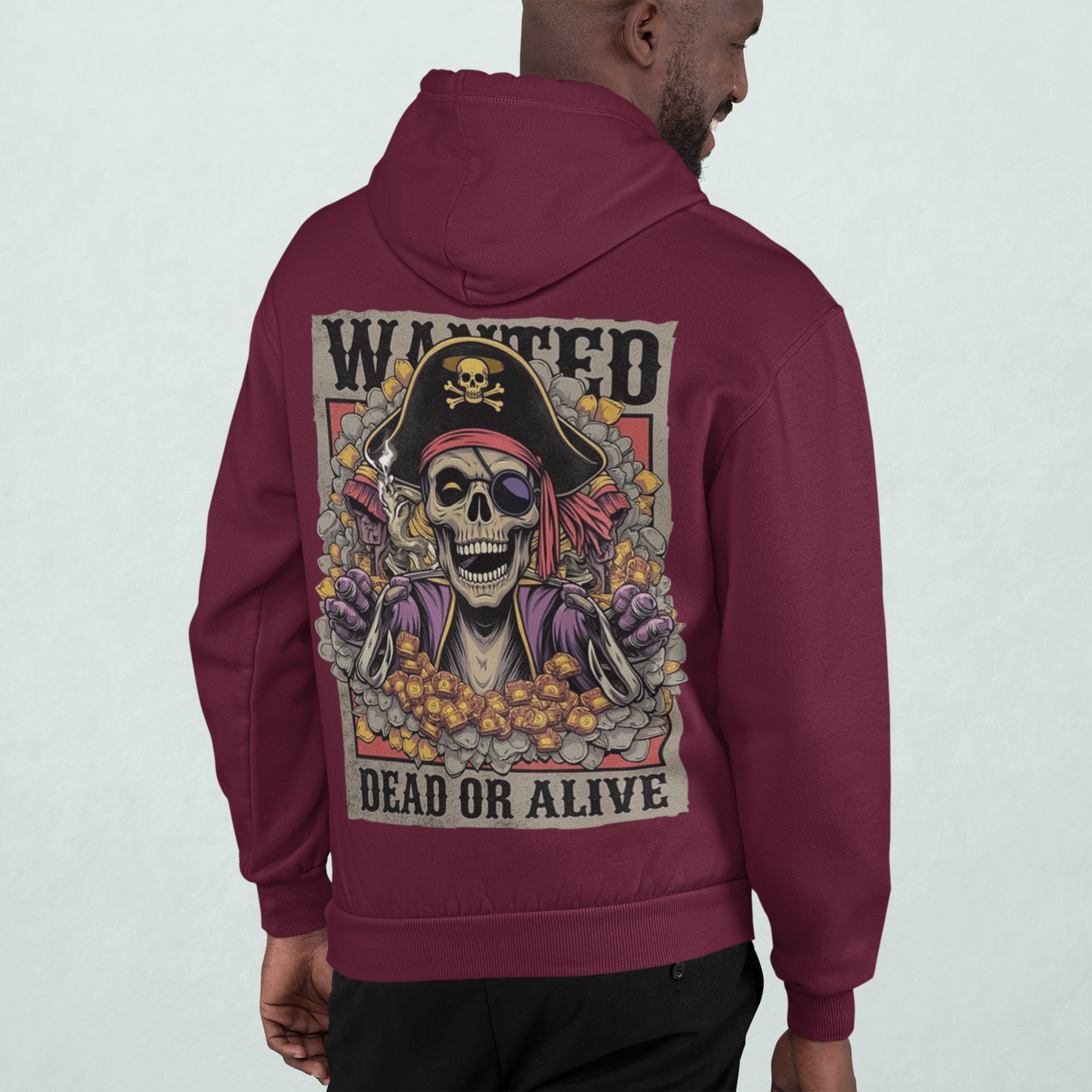 Pirates Maroon Regular Back Typographic Printed Hoodie