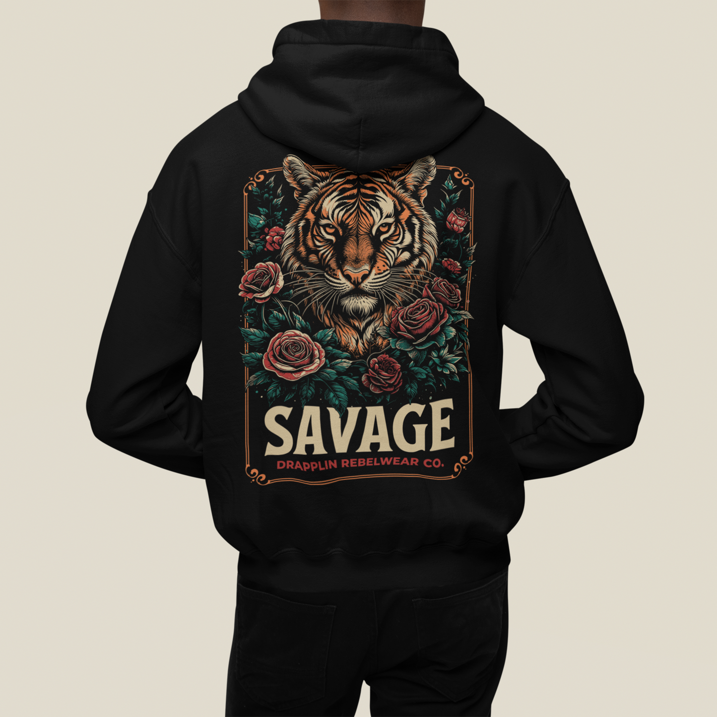 Savage Black Regular Back Typographic Printed Hoodie