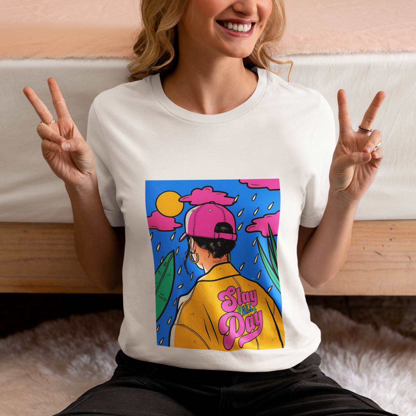 Slay Woman White Relaxed Fit Printed T-shirt