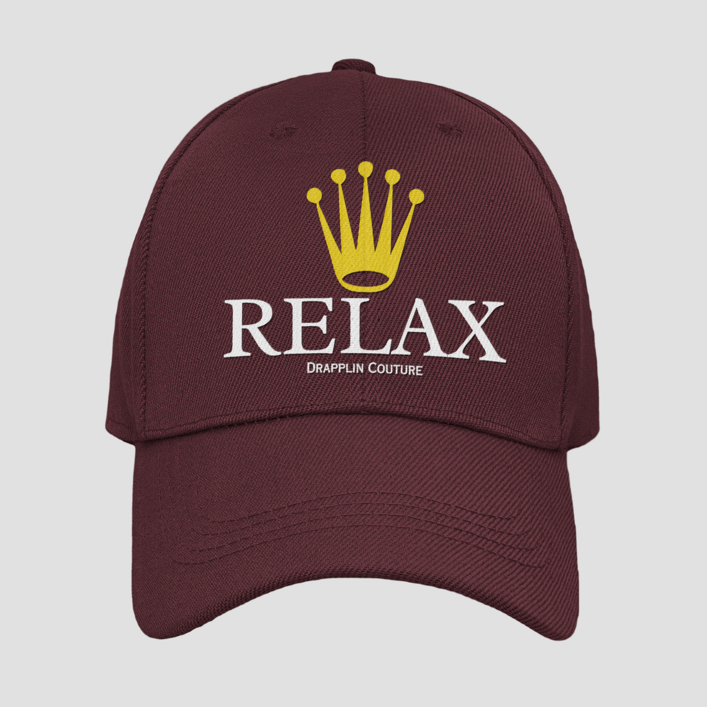 Unisex Maroon Relax Premium Embroidered Baseball Cap