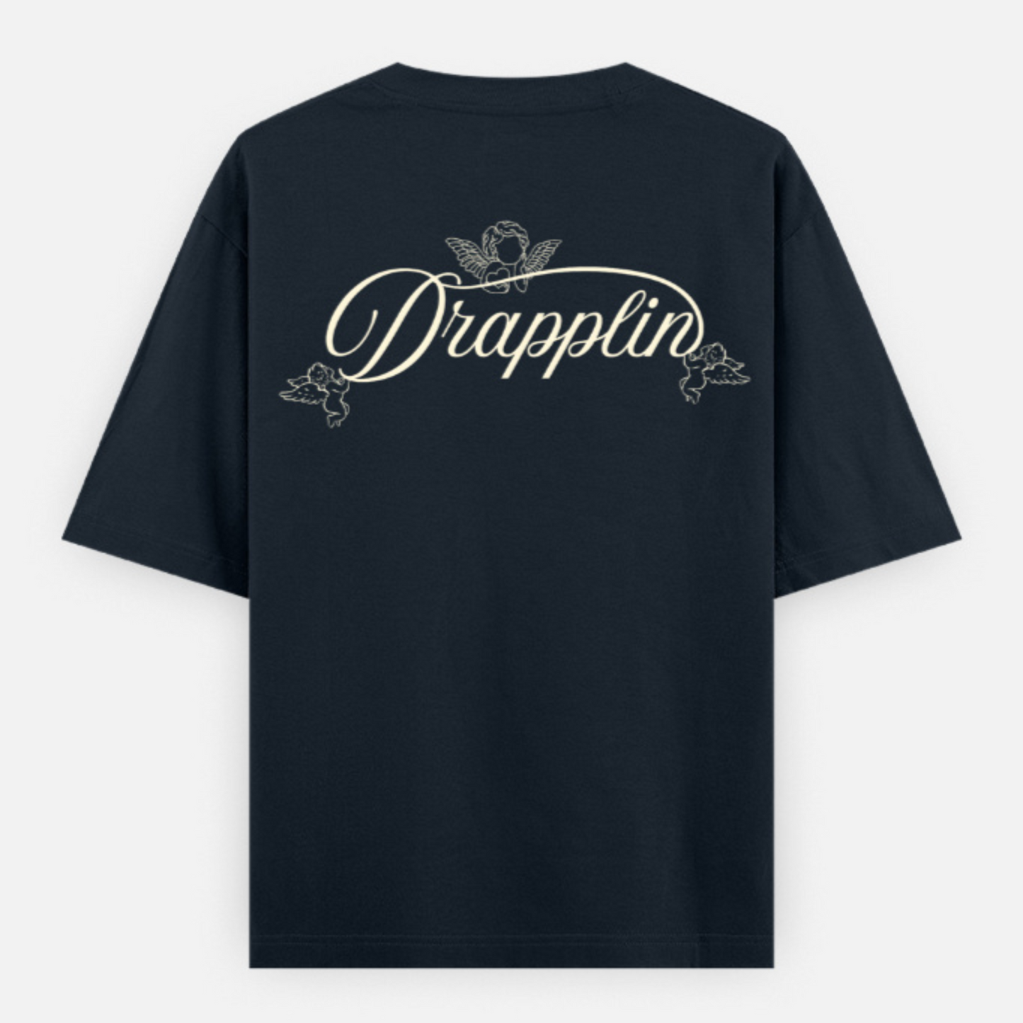 Drapplin Love Unisex Navy Blue Premium Oversized Printed T-shirt