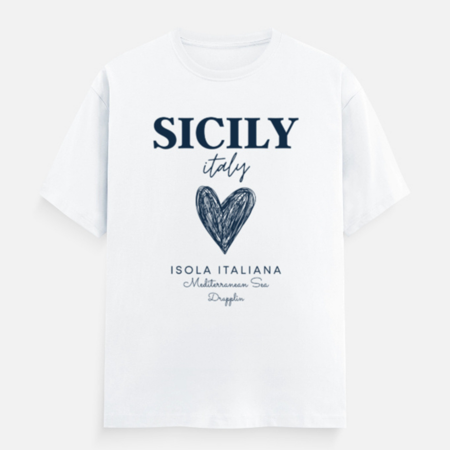 Sicily Premium White Crew Neck Printed T-shirt