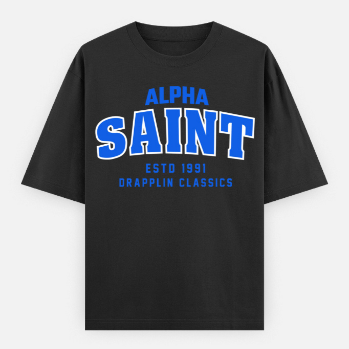 Saint Unisex Black Premium Oversized Typographic Printed T-shirt