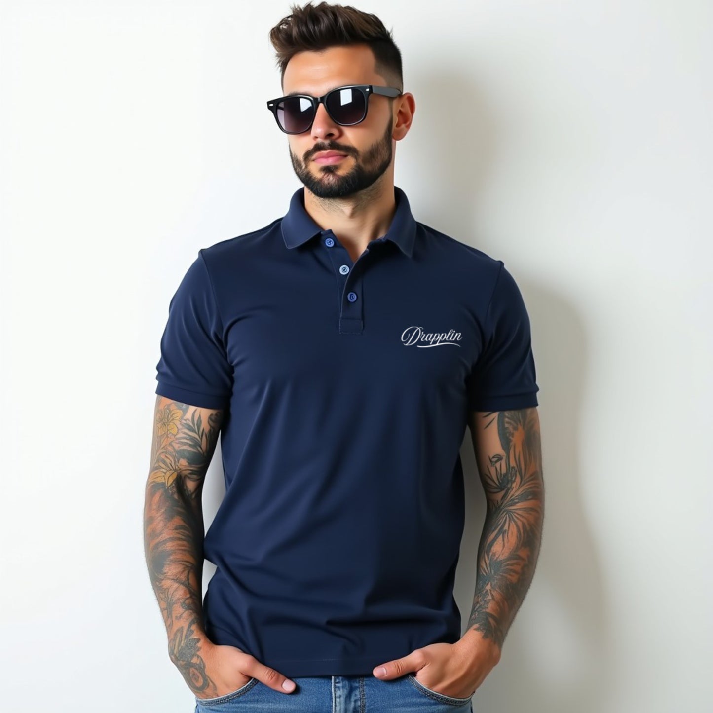 Drapplin Navy Blue Premium Polo Collar T-shirt