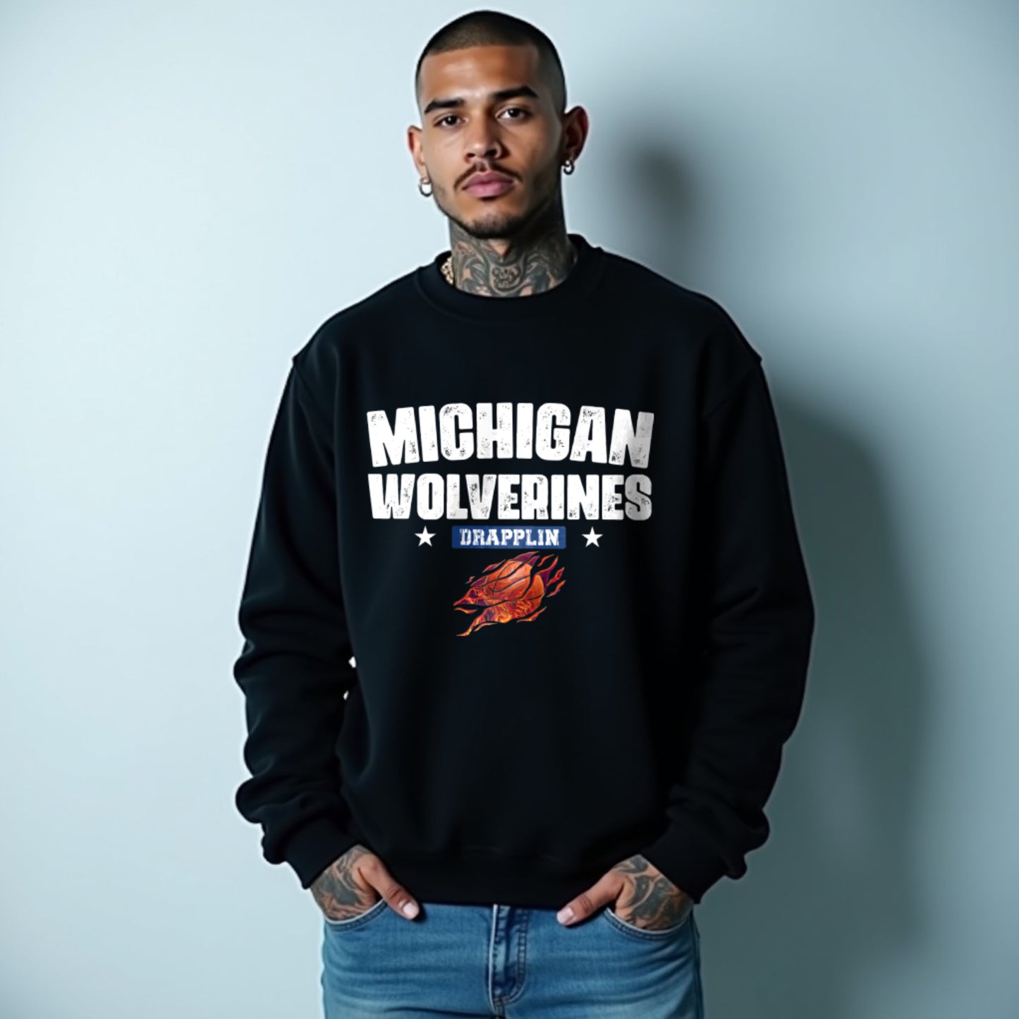 Michigan Unisex Black Premium Oversized Sweatshirt