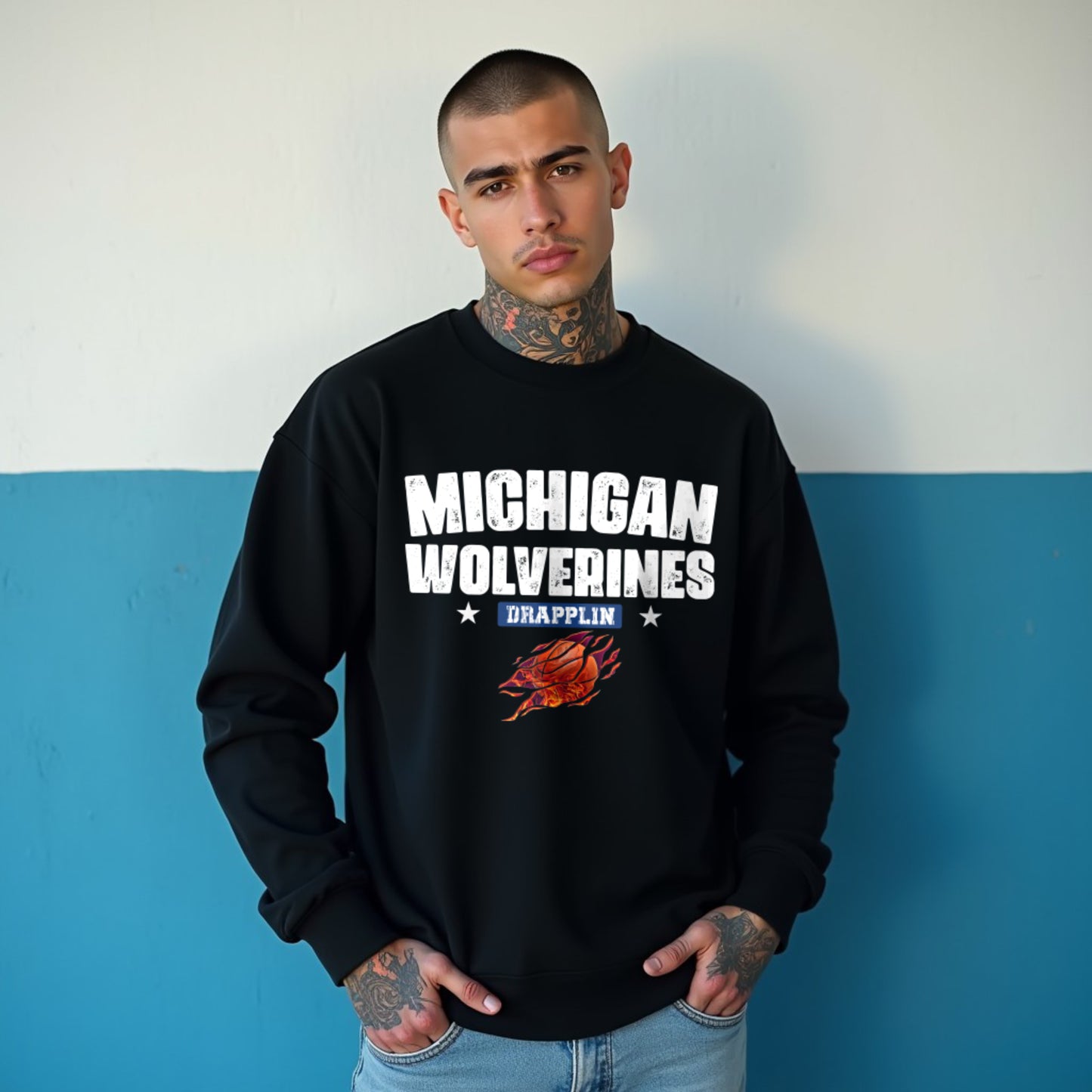 Michigan Unisex Black Premium Oversized Sweatshirt