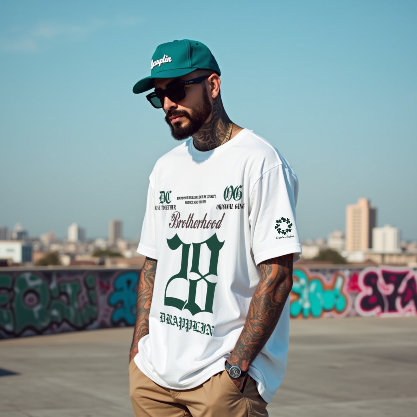 Brotherhood Unisex White Premium Oversized Printed T-shirt