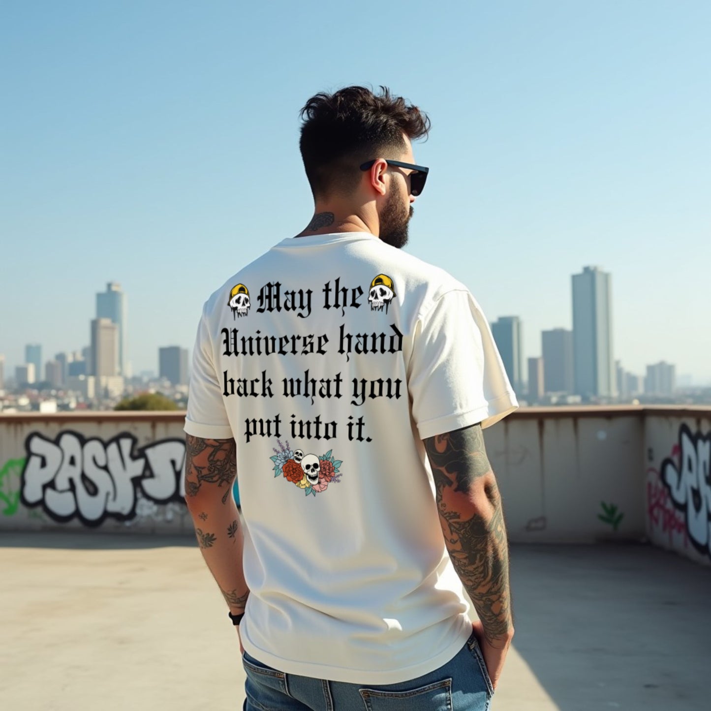 Universe Unisex Off White Premium Oversized Typographic Printed T-shirt