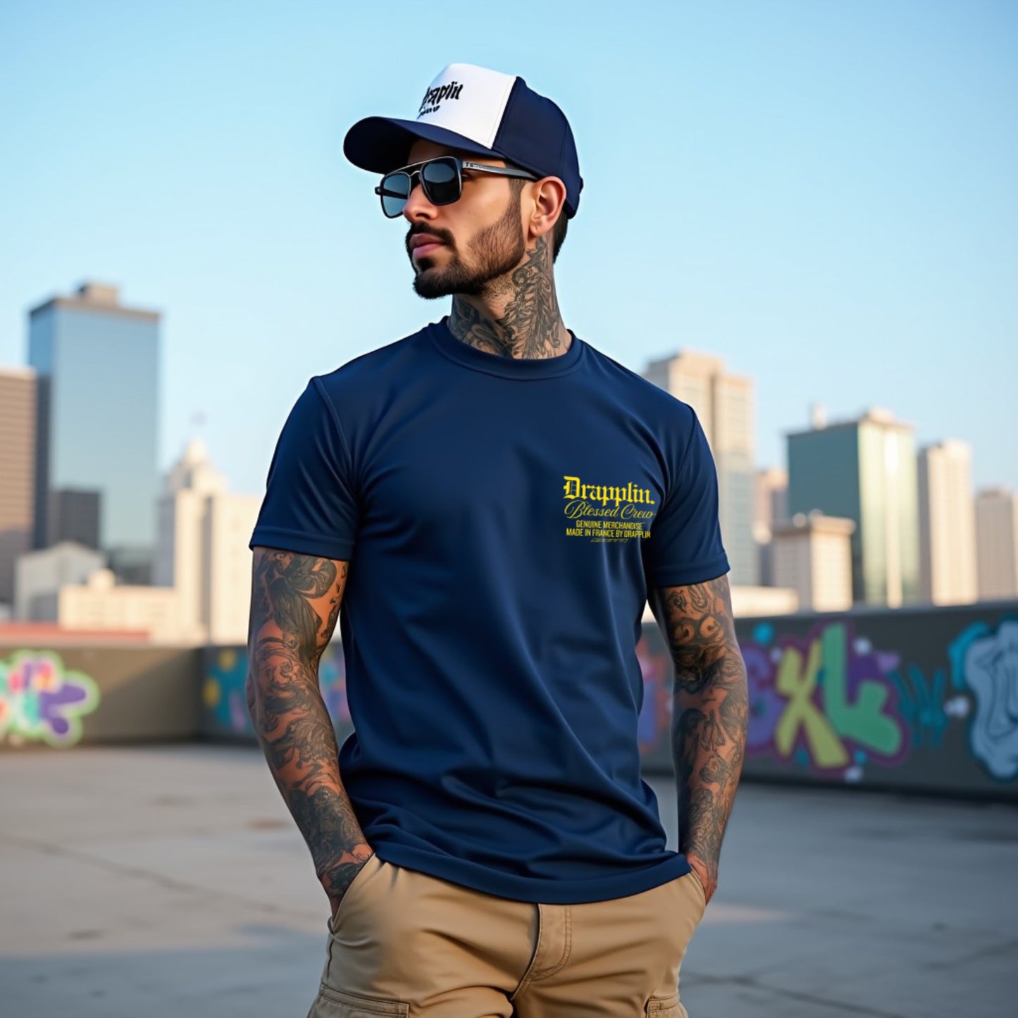 Core Memories Unisex Navy Blue Crew Neck Printed T-shirt