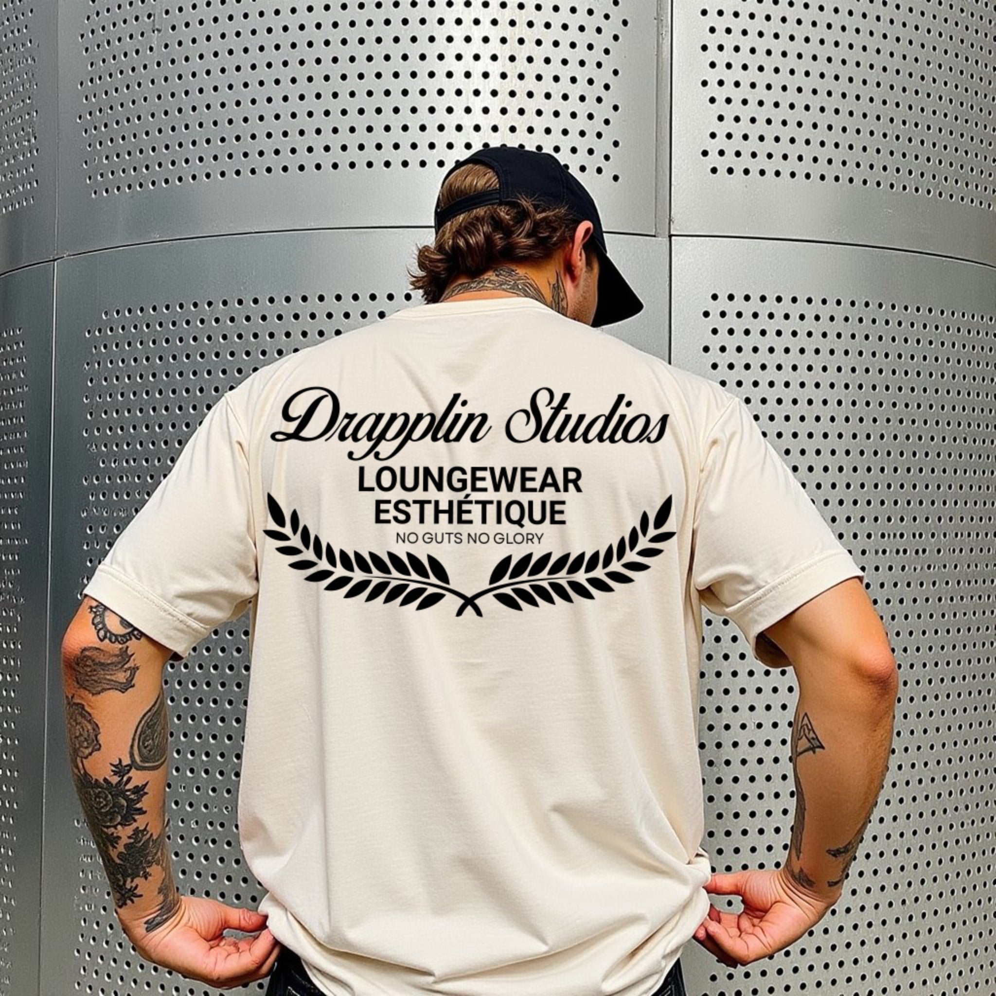 Drapplin Loungewear 280 GSM Unisex Oversized Off White Printed T-shirt
