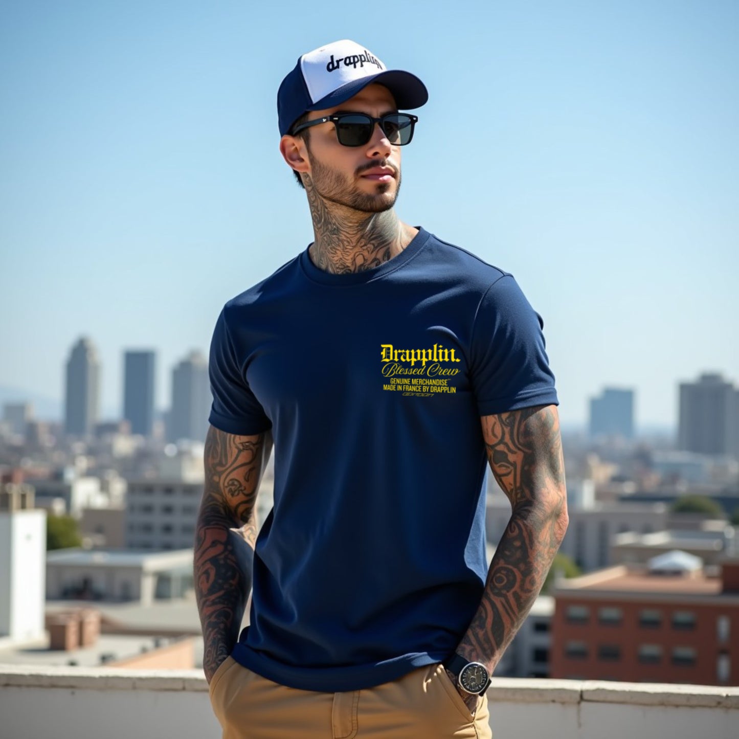 Core Memories Unisex Navy Blue Crew Neck Printed T-shirt