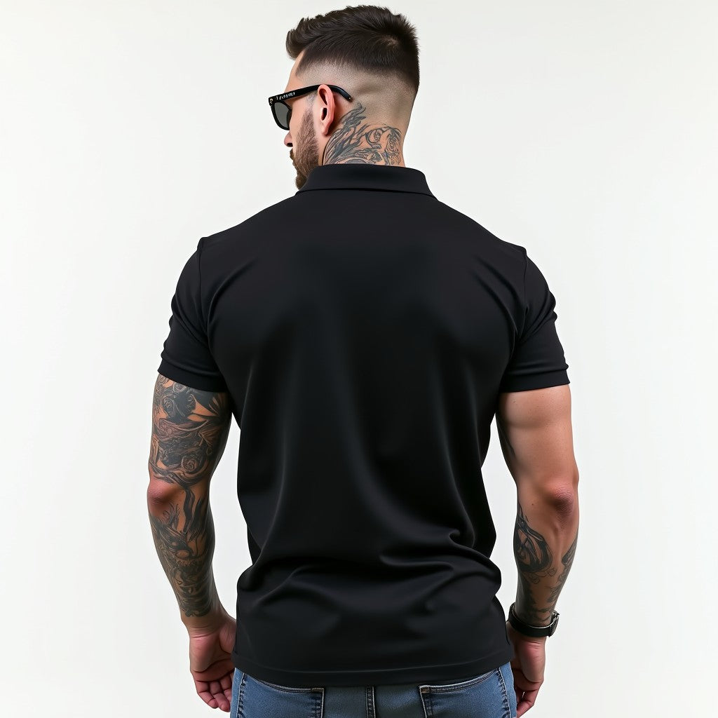 Drapplin Black Premium Polo Collar T-shirt