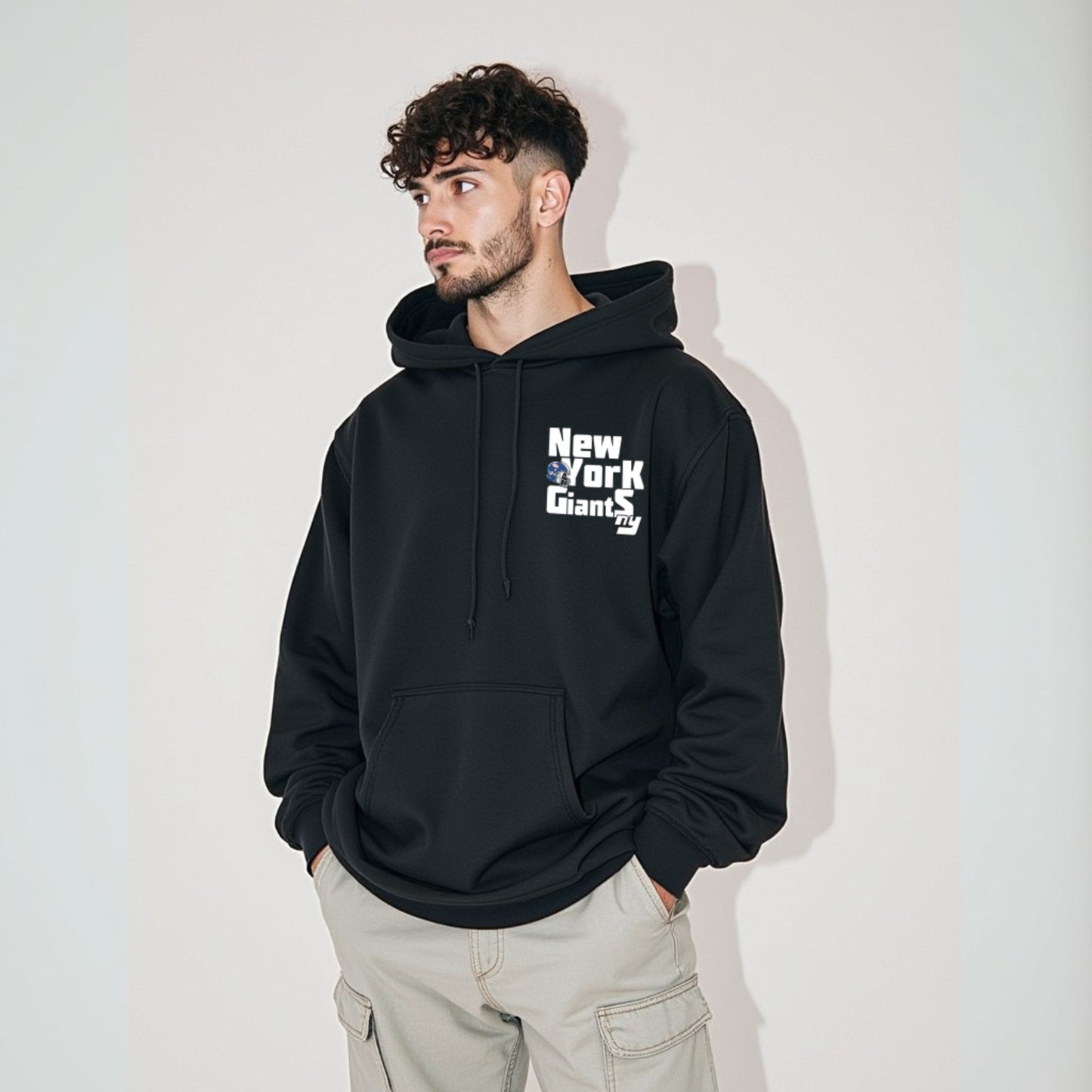 New York Premium Unisex Black Oversized Back Printed Hoodie