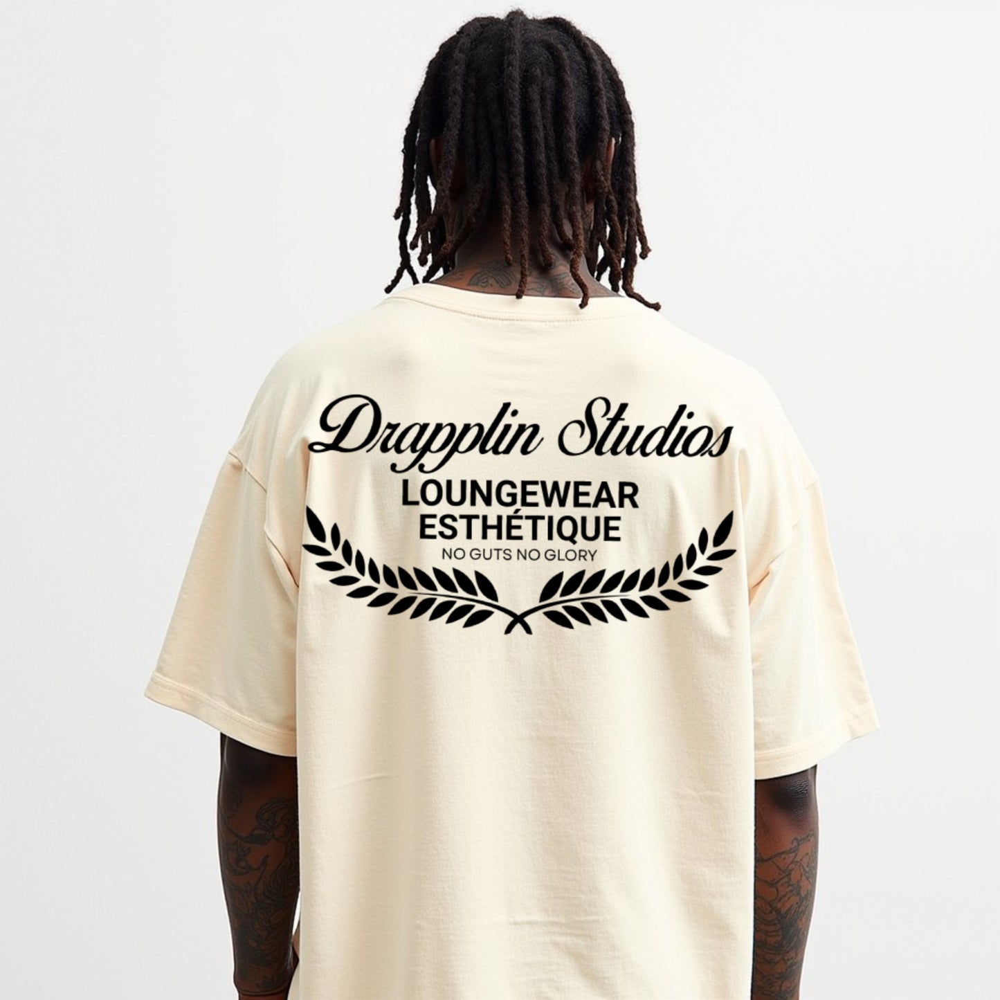 Drapplin Loungewear 280 GSM Unisex Oversized Off White Printed T-shirt