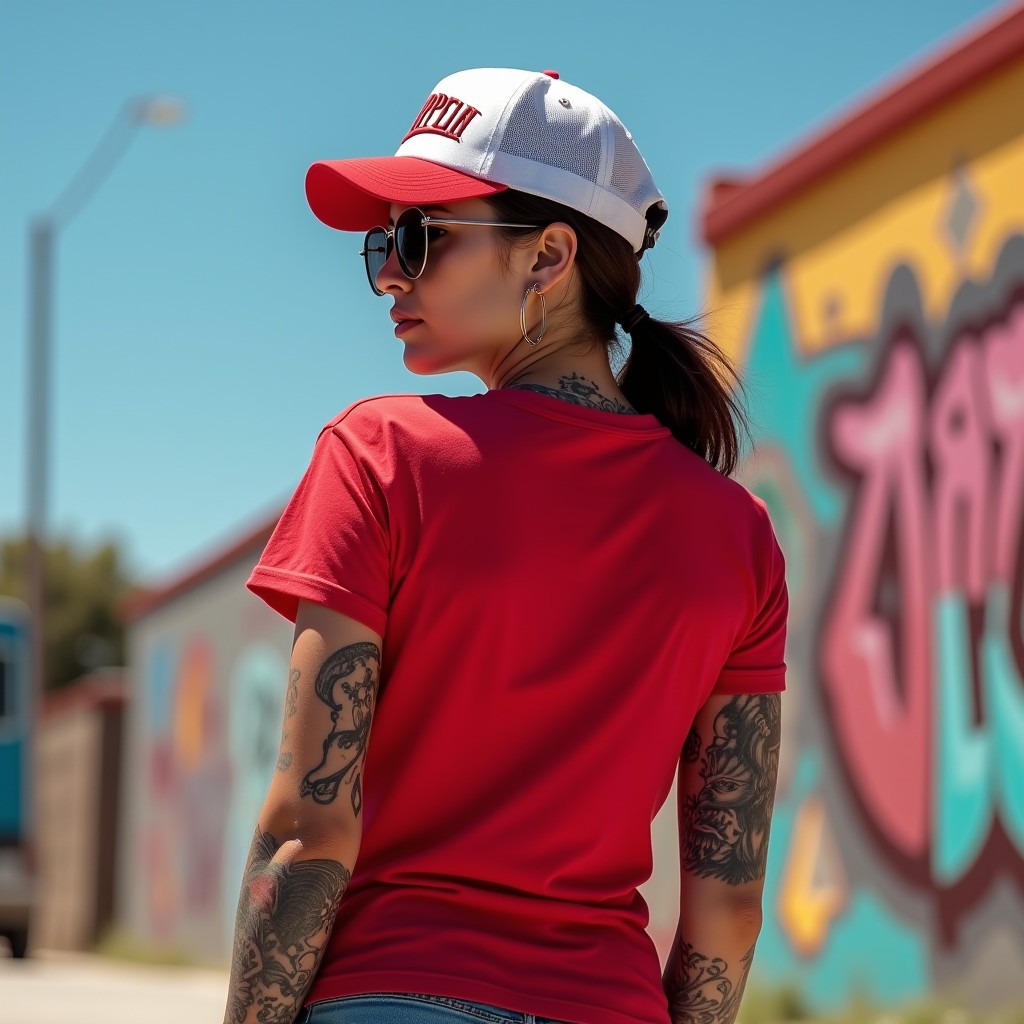 Stability Premium Red Crew Neck Woman's Printed T-shirt