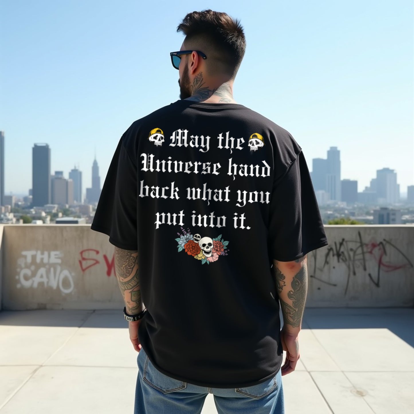 Universe Unisex Black Premium Oversized Typographic Printed T-shirt