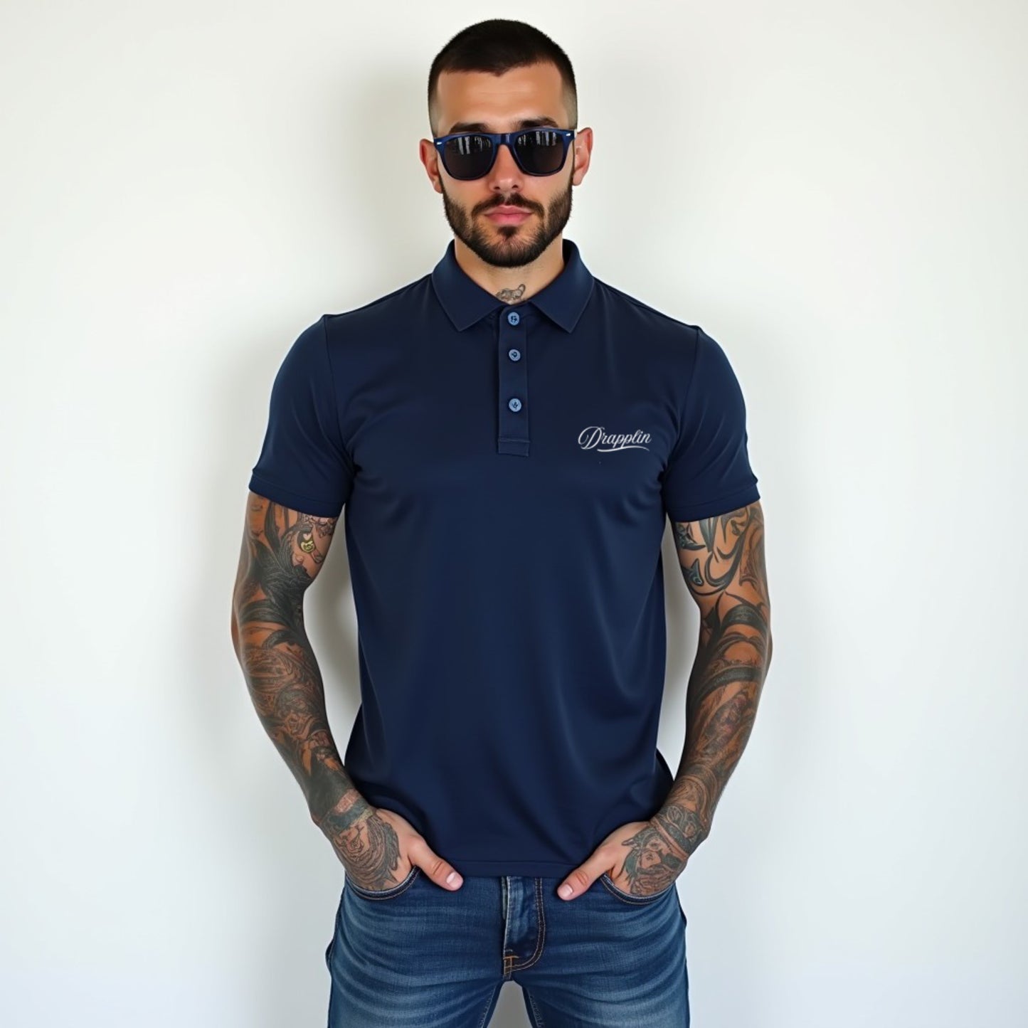 Drapplin Navy Blue Premium Polo Collar T-shirt