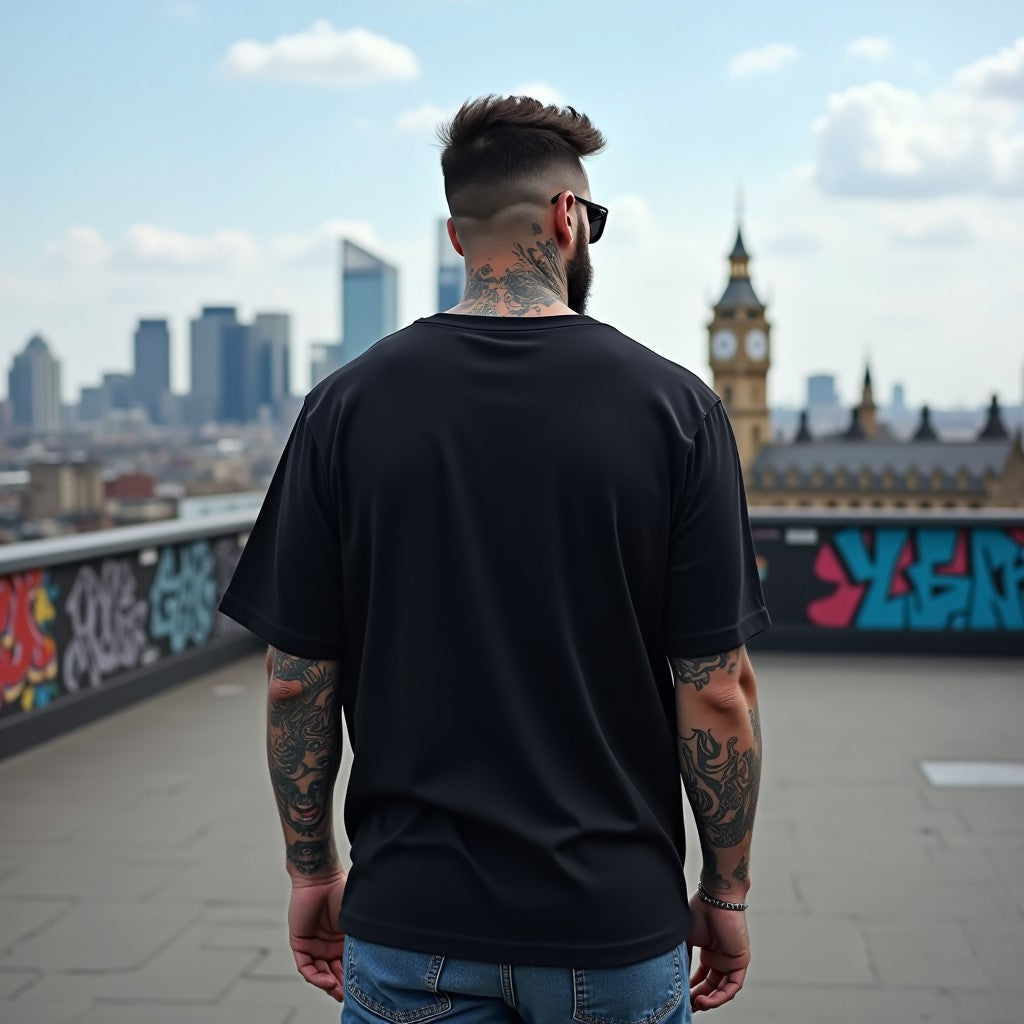 Soho Unisex Black Premium Oversized Typographic Printed T-shirt
