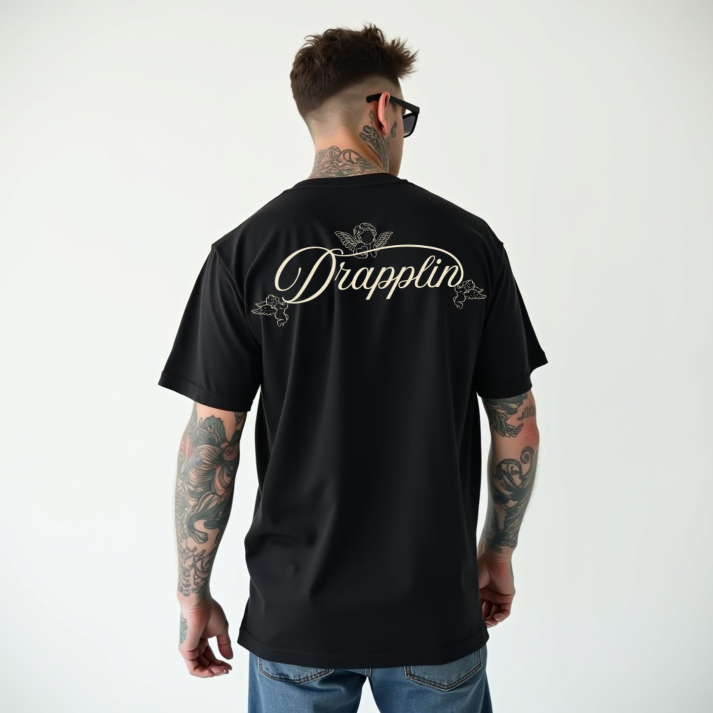 Drapplin Love Unisex Black Premium Oversized Printed T-shirt