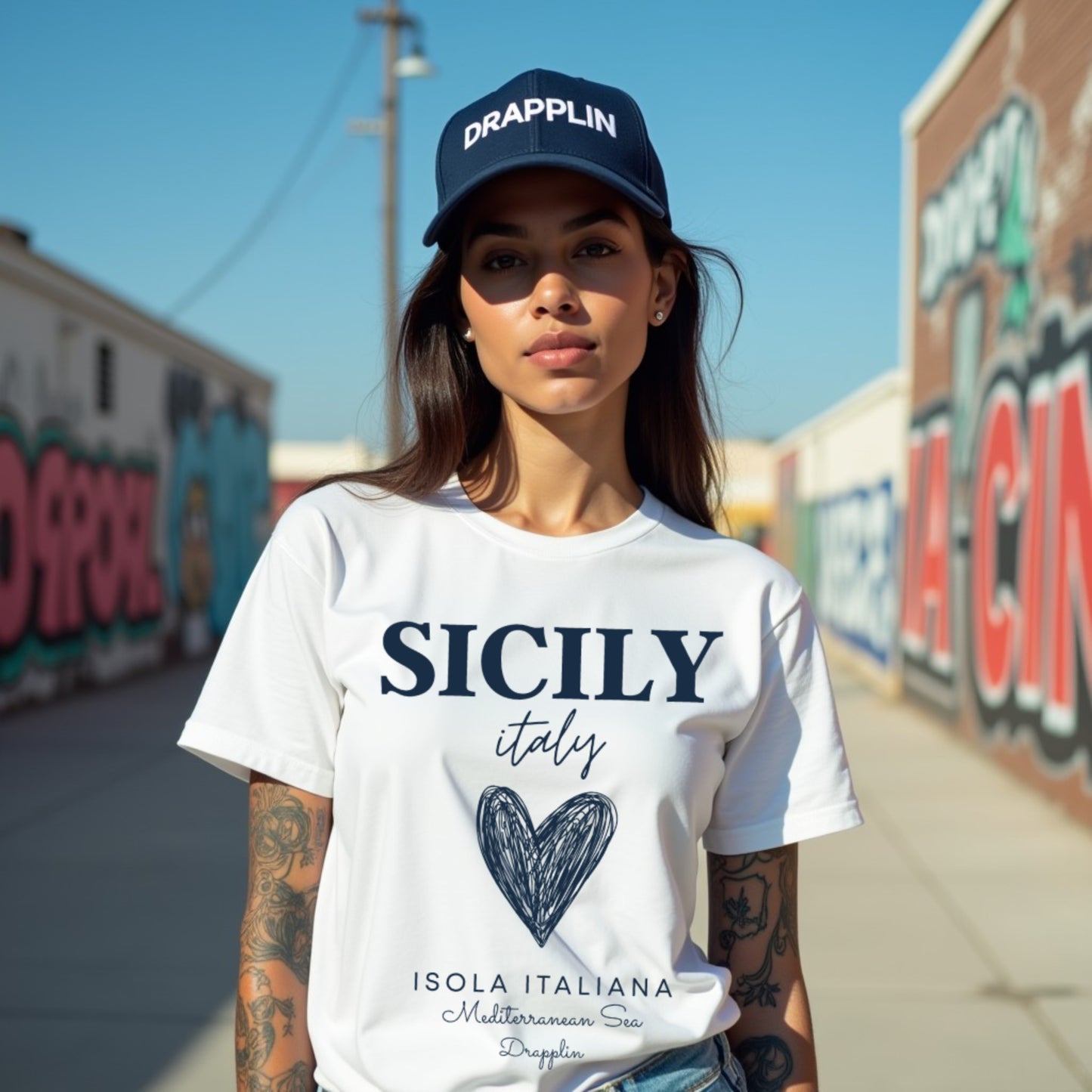 Sicily Premium White Crew Neck Printed T-shirt