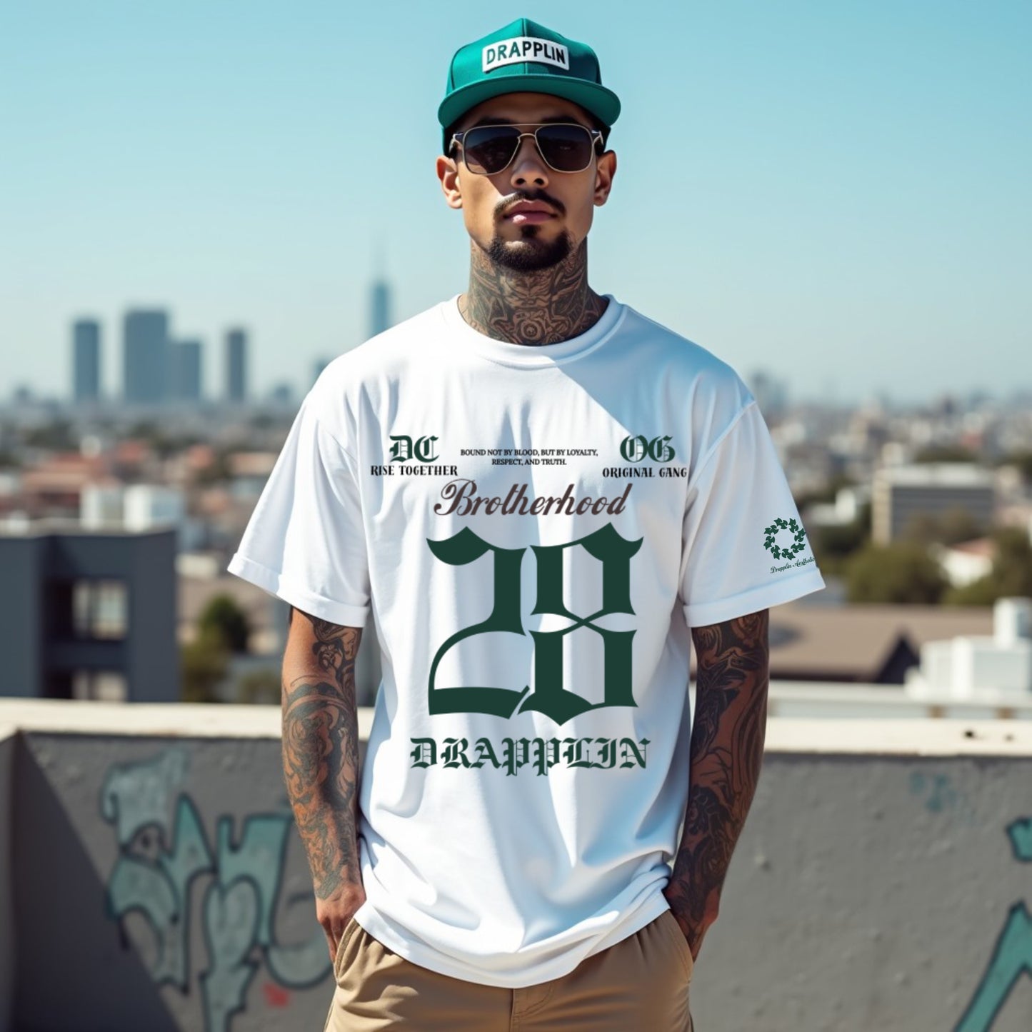 Brotherhood Unisex White Premium Oversized Printed T-shirt