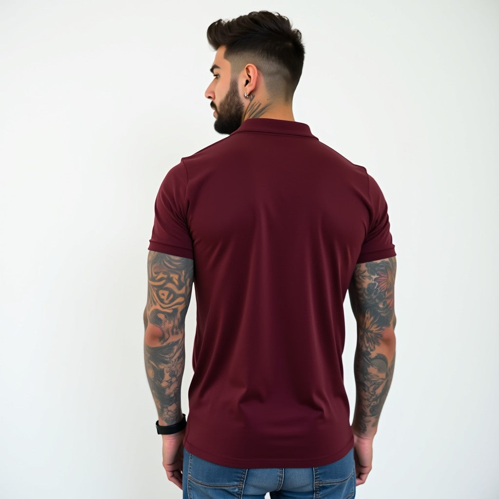 Drapplin Maroon Premium Polo Collar T-shirt