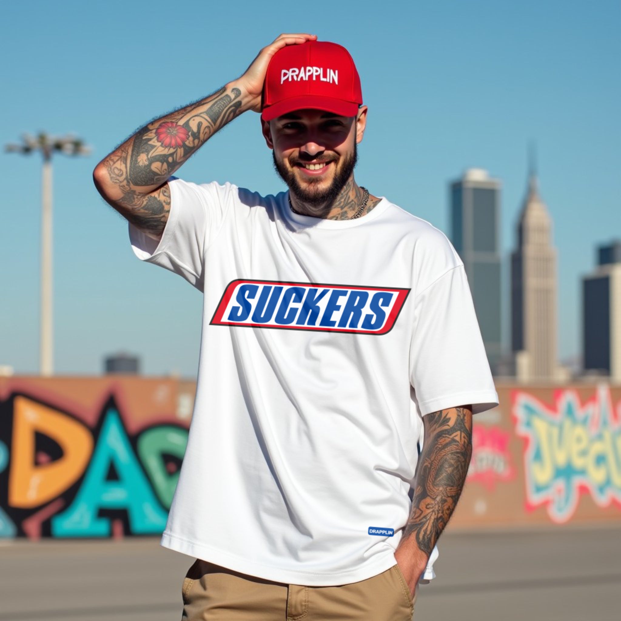 Suckers Premium Heavy Thread White Oversized Printed T-shirt